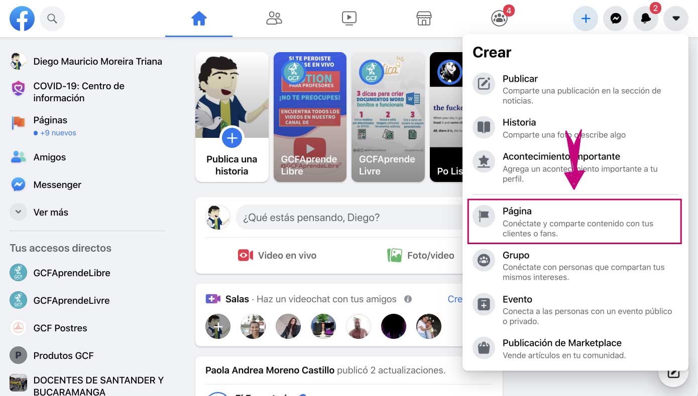 Cómo crear una página en Facebook